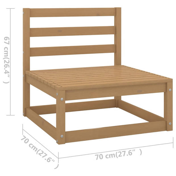 vidaXL 10-delige Loungeset met kussens massief grenenhout honingbruin