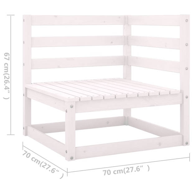 The Living Store Tuinset Grenenhouten - Lounge - 70x70x67 cm - Wit - Antraciet