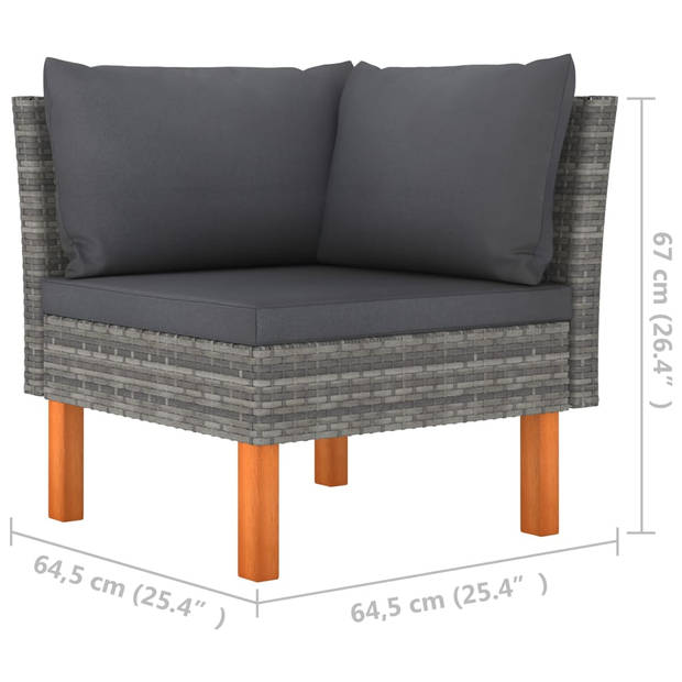 vidaXL 3-delige Loungeset poly rattan en massief eucalyptushout