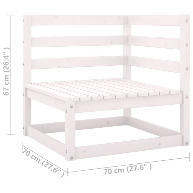 vidaXL 8-delige Loungeset met kussens massief grenenhout wit