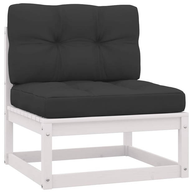 vidaXL 11-delige Loungeset met kussens massief grenenhout wit