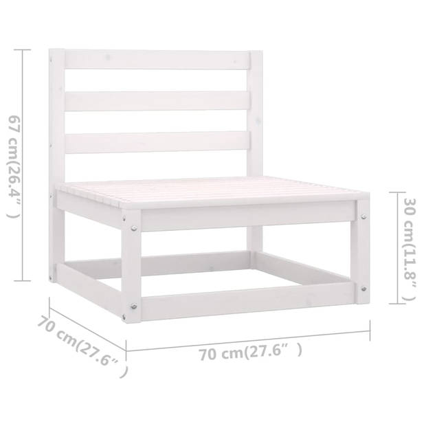 The Living Store Tuinset - Grenenhouten loungeset - Wit - 70x70x67 cm - Inclusief kussens - The Living Store