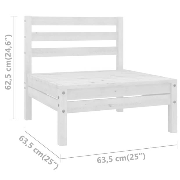 vidaXL 3-delige Loungeset massief grenenhout wit