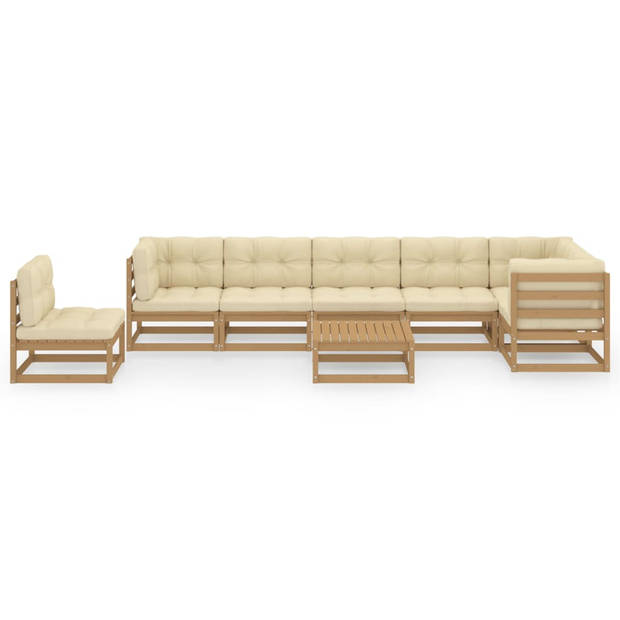 The Living Store Loungeset Grenenhout - Honingbruin - 70x70x67cm - Inclusief kussens