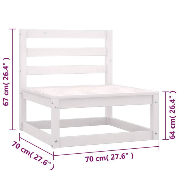 vidaXL 10-delige Loungeset met kussens massief grenenhout