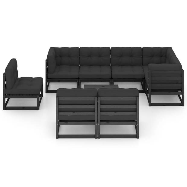 vidaXL 9-delige Loungeset met kussens massief grenenhout