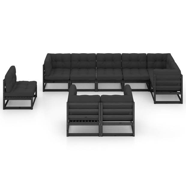 vidaXL 9-delige Loungeset met kussens massief grenenhout