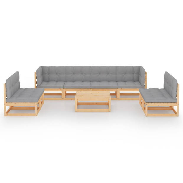 The Living Store Loungeset Grenenhout - Grijs - 70x70x67 cm - Modulair