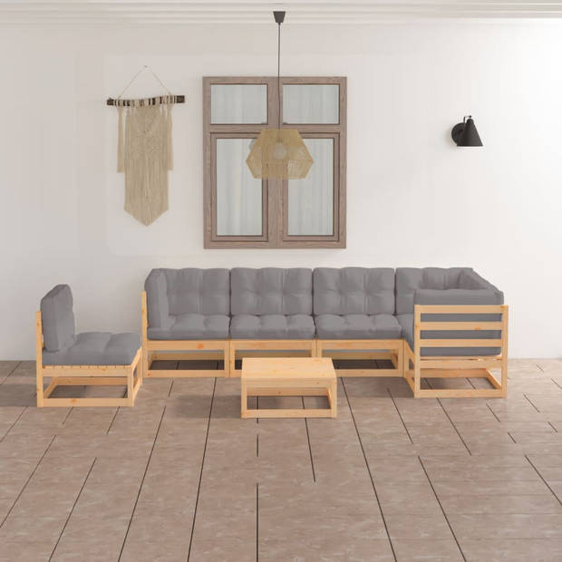 The Living Store Loungeset Massief Grenenhout - Grijs - 70 x 70 x 67 cm - Montage vereist