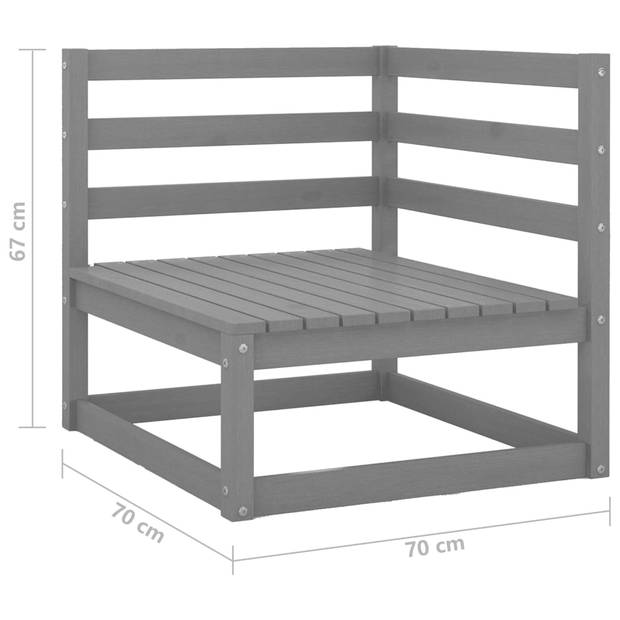 vidaXL 3-delige Loungeset massief grenenhout grijs