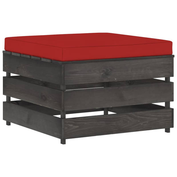 The Living Store Pallet Loungeset - Hoekbank Middenbank Tafel - 69x70x66 cm - Grenenhout - Rood