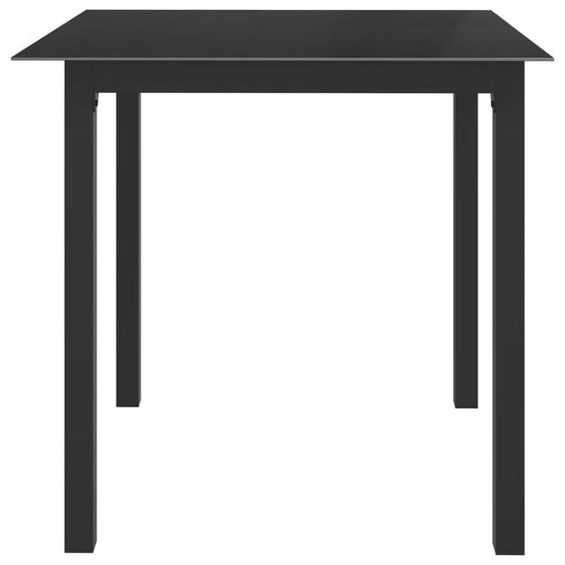 vidaXL Tuintafel 80x80x74 cm aluminium en glas zwart