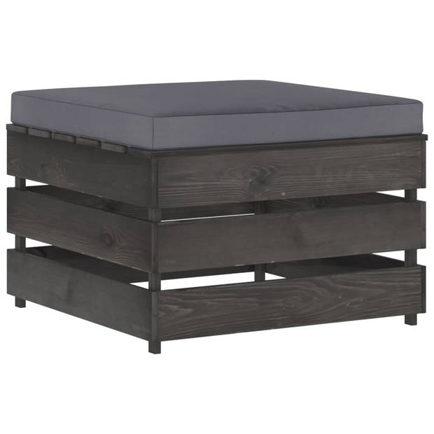 The Living Store Loungeset Pallet Grenenhout - 60x70x66 cm - Antraciet Kussens