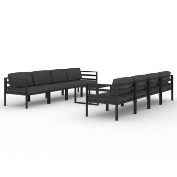 The Living Store Loungeset - Antraciet - Aluminium - Modulair Design - 60x60x38 cm - Inclusief Kussens