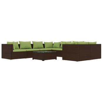 The Living Store Poly Rattan Loungeset - Bruin - Modulair design - Hoogwaardig materiaal - Stevig frame - Comfortabele