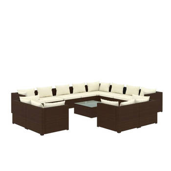 The Living Store Loungeset Poly Rattan - 13-Delig - Bruin - PE-rattan