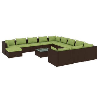 The Living Store Poly Rattan Loungeset - Bruin - Modular Design - Hoogwaardig Materiaal - Comfortabele Kussens - Stevig