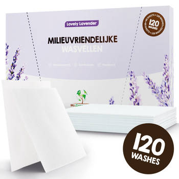 Mr. Green Mind Wasstrips ECO 120 Wasbeurten Lovely Lavender wasmiddel, Milieuvriendelijke Wasmiddeldoekjes