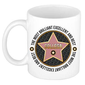 Bellatio Decorations Cadeau koffiemok voor de beste collega - walk of fame - keramiek - 300 ml - feest mokken