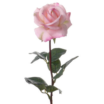 Top Art Kunstbloem roos Caroline - roze - 70 cm - zijde - kunststof steel - decoratie bloemen - Kunstbloemen