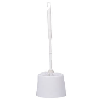 Stijlvolle Witte Toiletborstelset voor Efficiënte Reiniging - Kunststof - 11.5x35x10 cm - 0.21 kg