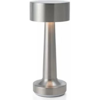 Goliving Tafellamp Oplaadbaar – Draadloos en dimbaar – Moderne touch lamp – 21 cm – Zilver