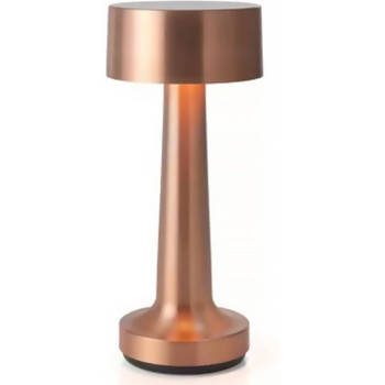 Goliving Tafellamp Oplaadbaar – Draadloos en dimbaar – Moderne touch lamp – 21 cm – Roségoud