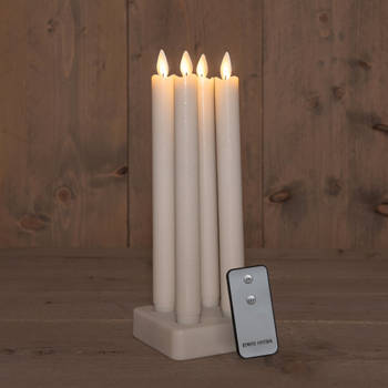 Anna's Collection - Set Of 4 Rechargeable White Wax Taper Candle 23,5 cm Moving