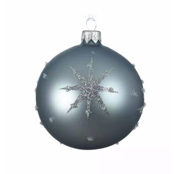 KSD - Kerstbal glas d8cm mistig blauw a2