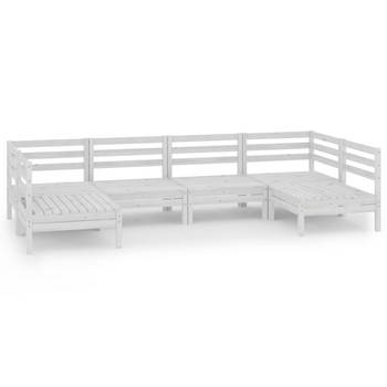 The Living Store Loungeset Pallet Grenenhout - Wit - 63.5 x 63.5 x 62.5 cm