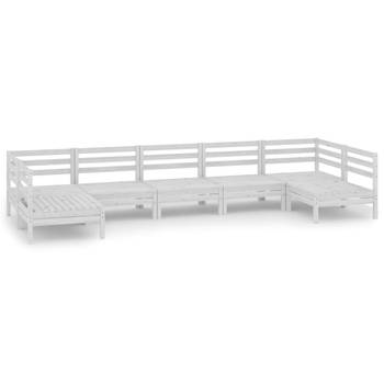 The Living Store Loungeset Pallet - 63.5 x 63.5 x 62.5 cm - wit - Grenenhout