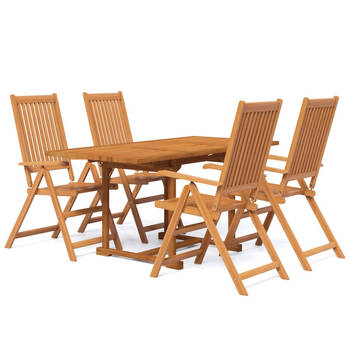 The Living Store Tuinmeubelset - Acaciahout - Uitschuifbare tafel - Verstelbare en inklapbare stoelen