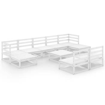 The Living Store Loungeset - Massief Grenenhout - 70 x 70 x 67 cm - Wit