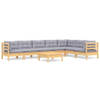 The Living Store Tuinset Loungeset - Massief grenenhout - Grijs - Hoekbank- 63.5x63.5x62.5cm - Middenbank-