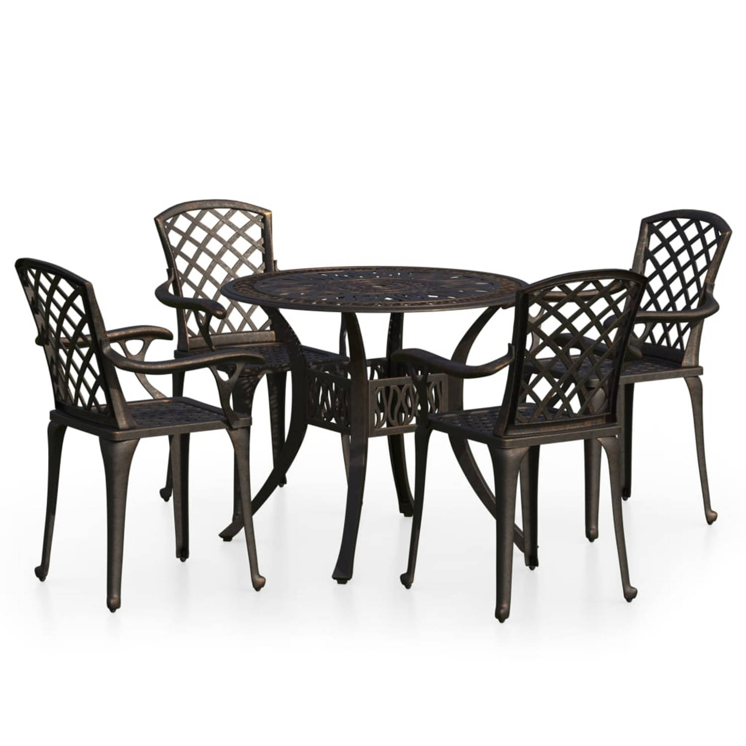 The Living Store Bistroset Tuinmeubelen - 61 x 60 x 93 cm - Brons Gietaluminium