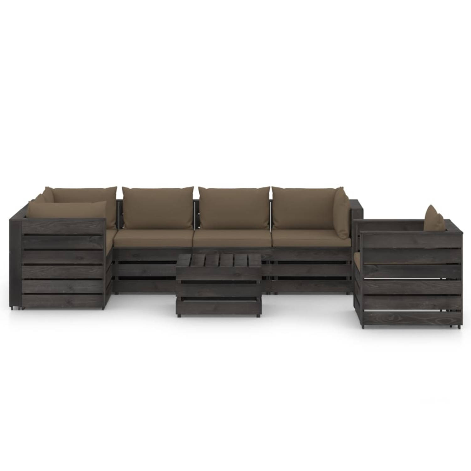 The Living Store Pallet Loungeset - Grenenhout - Taupe - 69 x 70 x 66 cm - Montage vereist