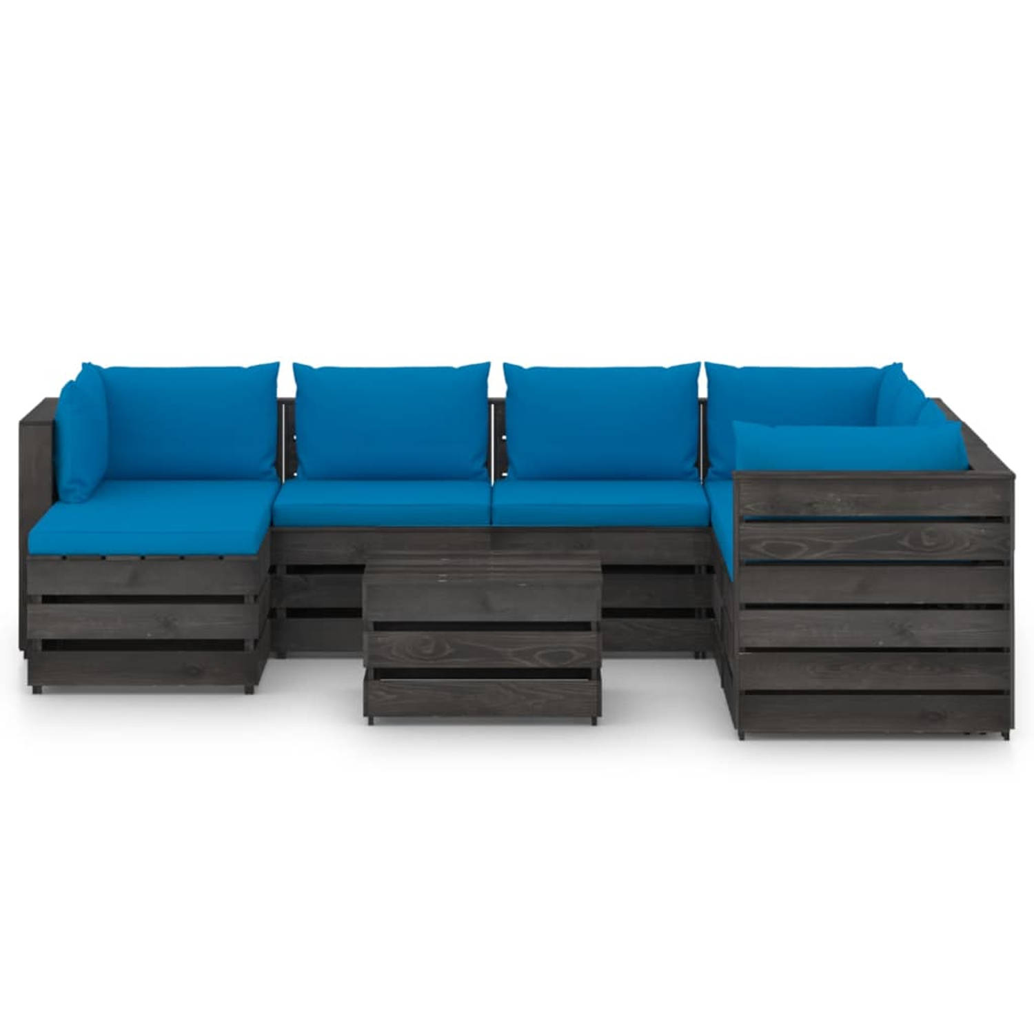 The Living Store Pallet Loungeset - Grenenhout - Lichtblauw - 69 x 70 x 66 cm - Modulair design