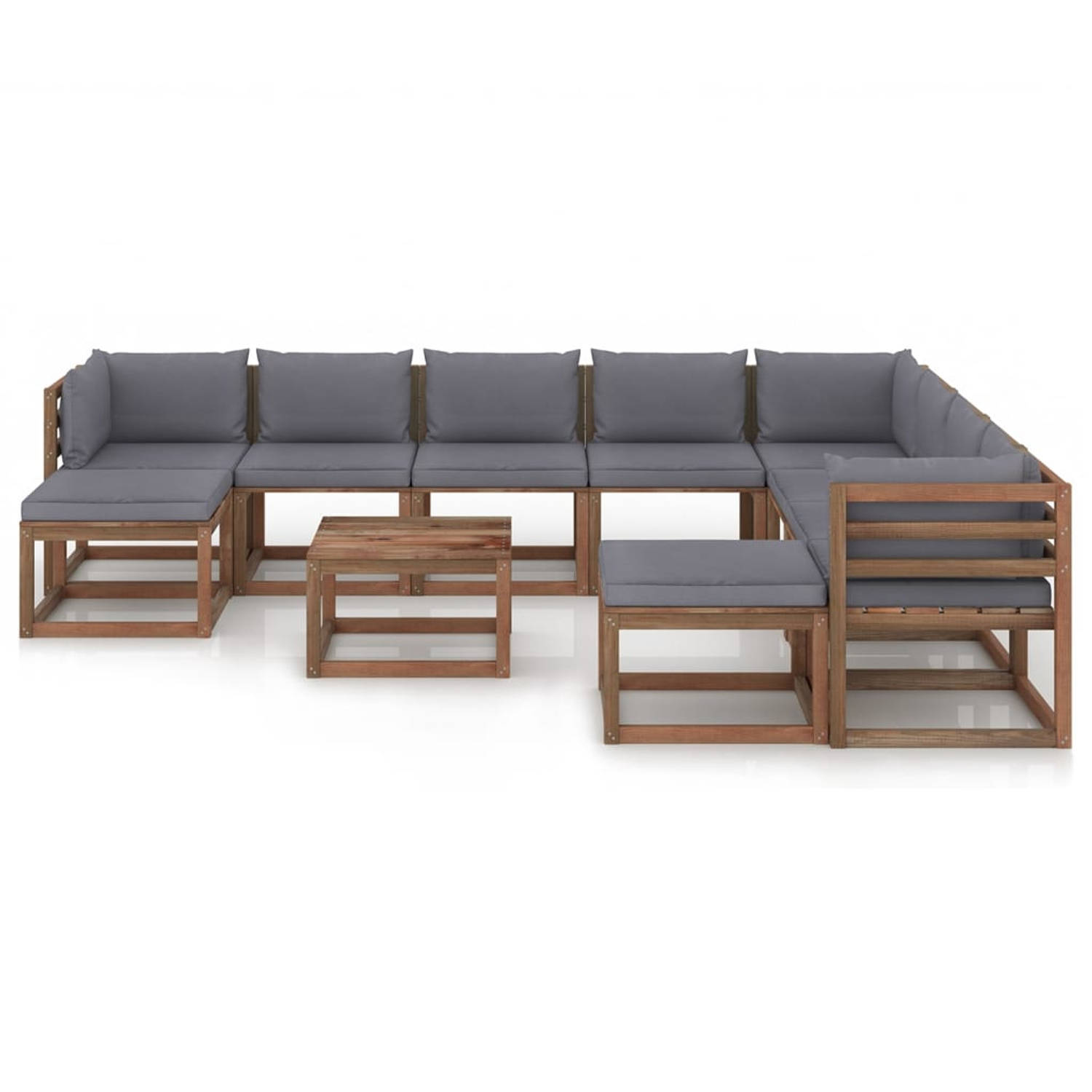 The Living Store Tuinset Grenenhout - Antraciet - 60x60x36.5 cm - Modulair