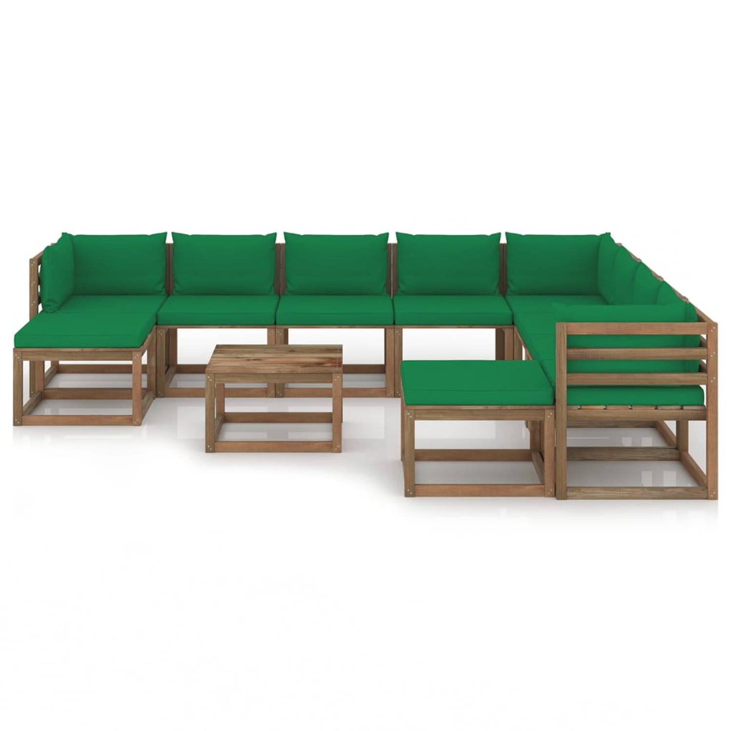 The Living Store Loungeset Gronenhout - 60x60x36.5 cm - 60x64x70 cm - 64x64x70 cm - 60x60x6 cm - 60x38x13 cm - 55.5x38x13 cm