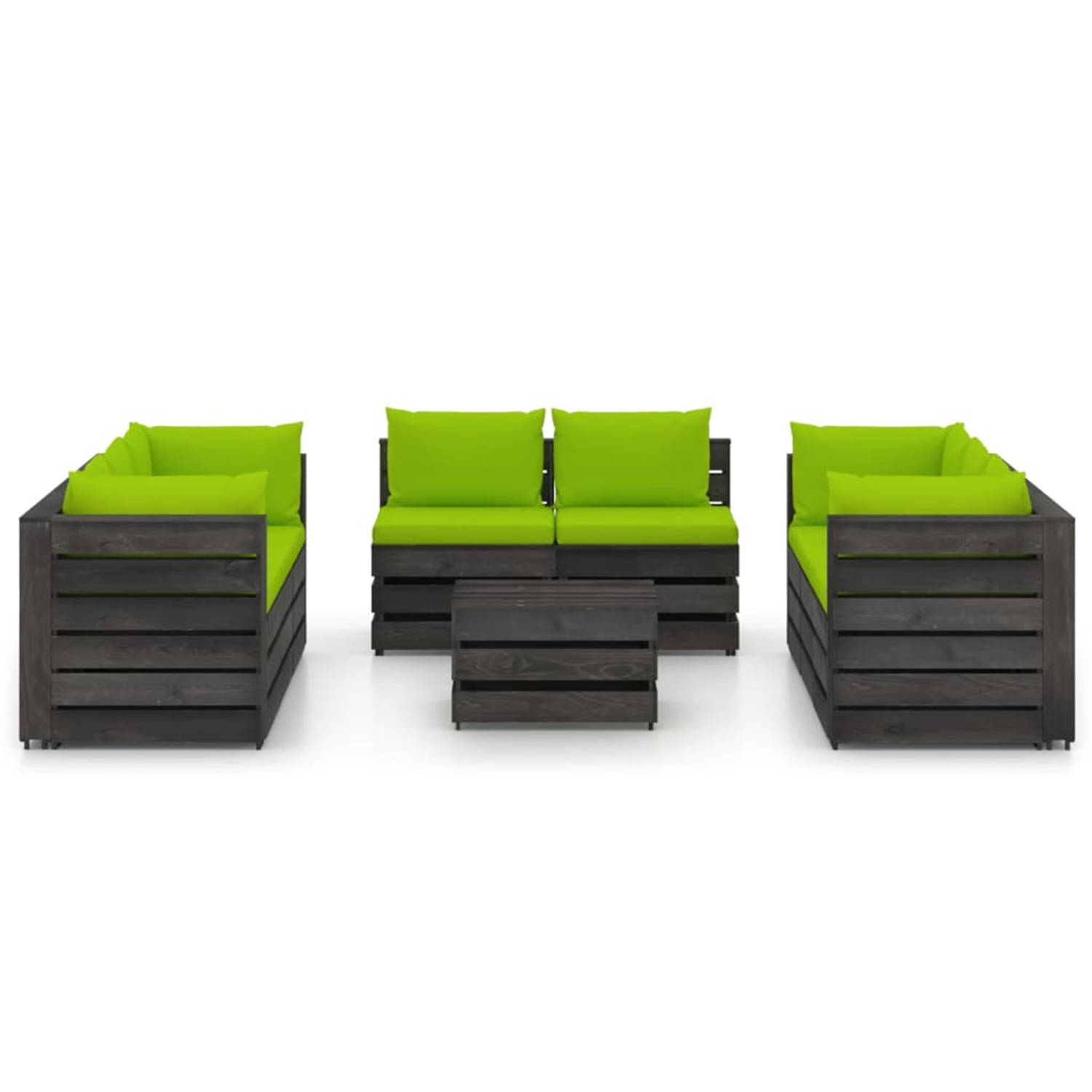 The Living Store Pallet Loungeset - Grenenhout - 69 x 70 x 66 cm - Houten Tuinset