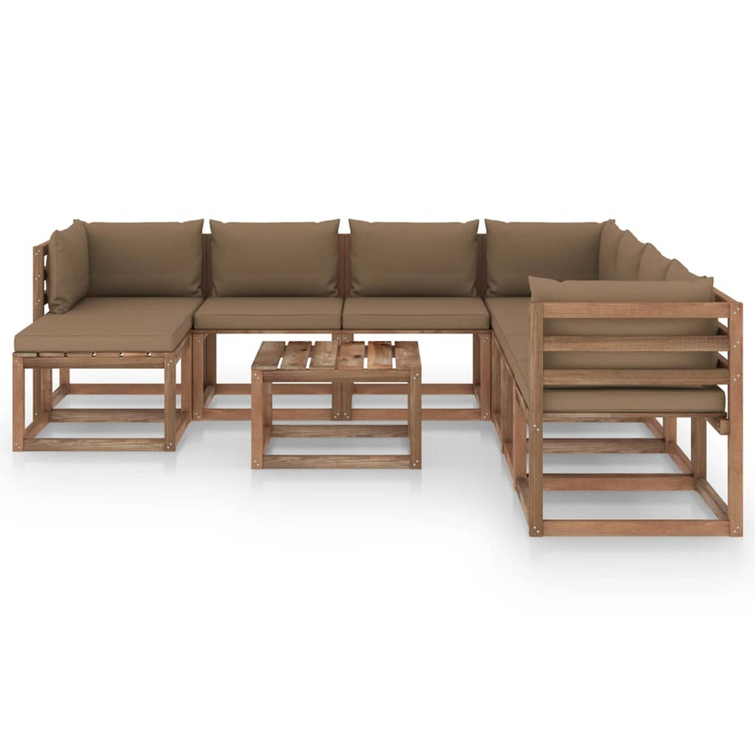 The Living Store Tuinset Grenenhout - Modulair - Taupe - 60x60x36.5 cm - 60x64x70 cm - 64x64x70 cm - 60x60x6 cm -