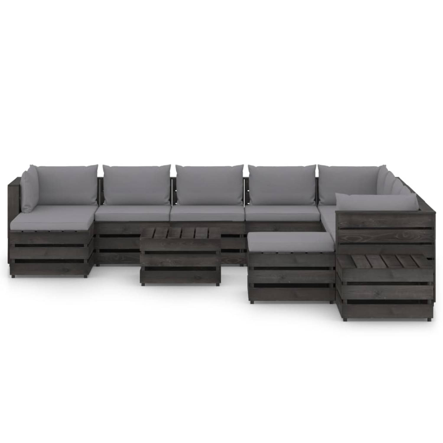 The Living Store Loungeset Pallet - Tuinmeubelset - 69x70x66 cm - Grenenhout