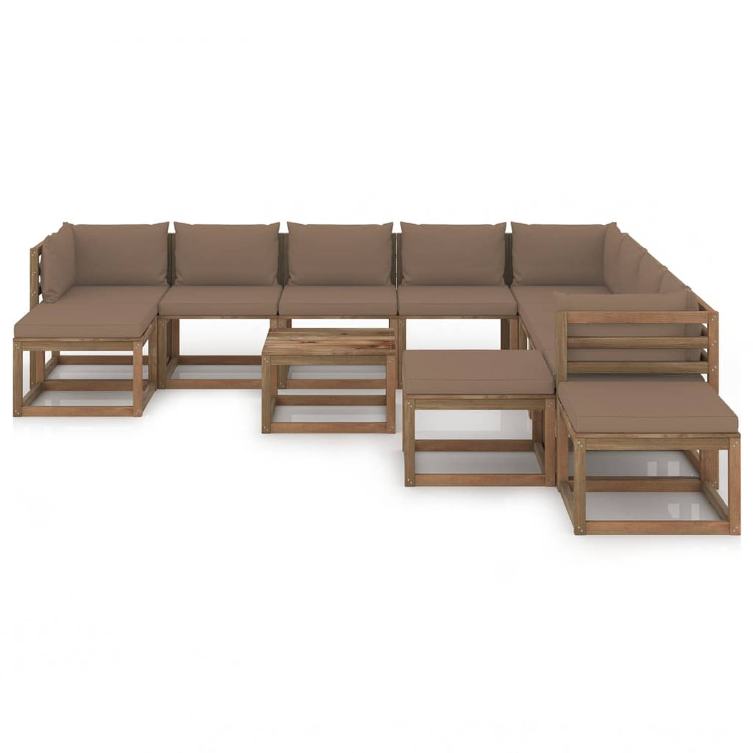 The Living Store Tuinset Grenenhout - Modulair - Taupe - 60x60x36.5 cm - 60x64x70 cm - 64x64x70 cm
