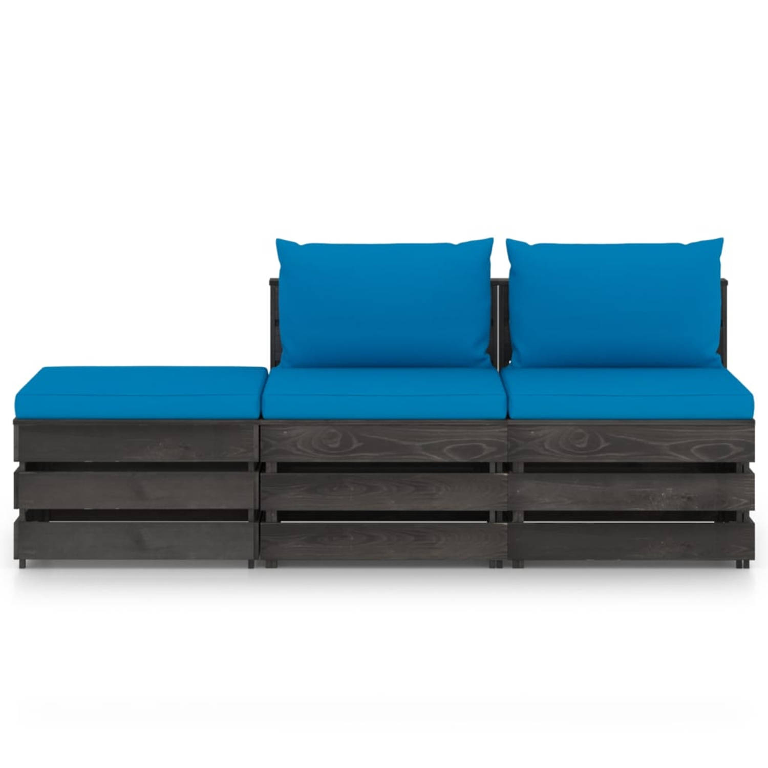 The Living Store Pallet Loungeset - Grenenhout - Lichtblauw - 60x70x66 cm - Modulair design