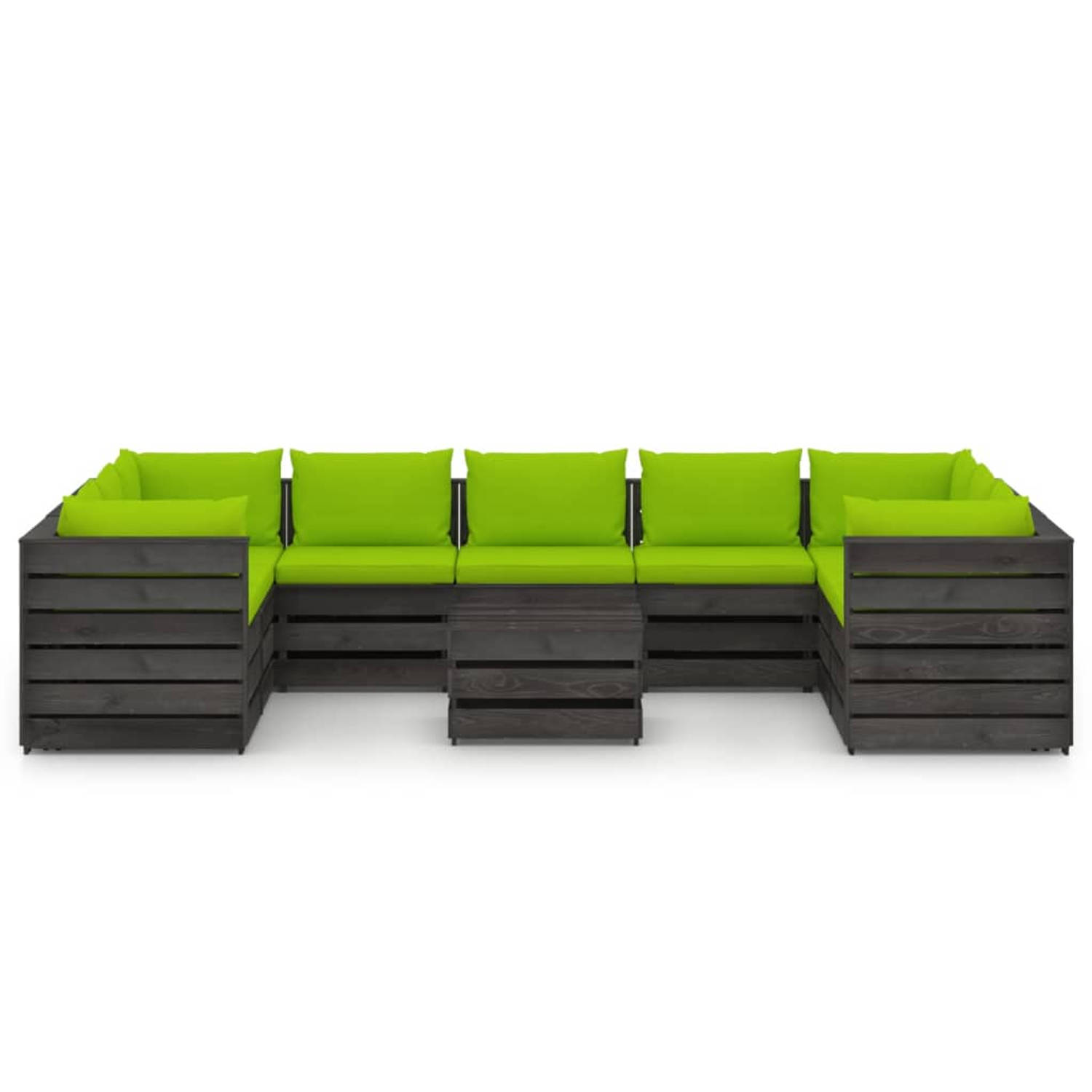 The Living Store Loungeset - Pallet - Hout - 69x70x66 cm - Grenenhout - Grijs geïmpregneerd