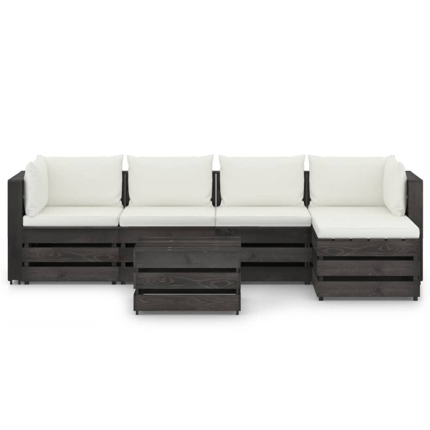 The Living Store Loungeset Pallet - Grenenhout - 69x70x66 cm - Crèmewit