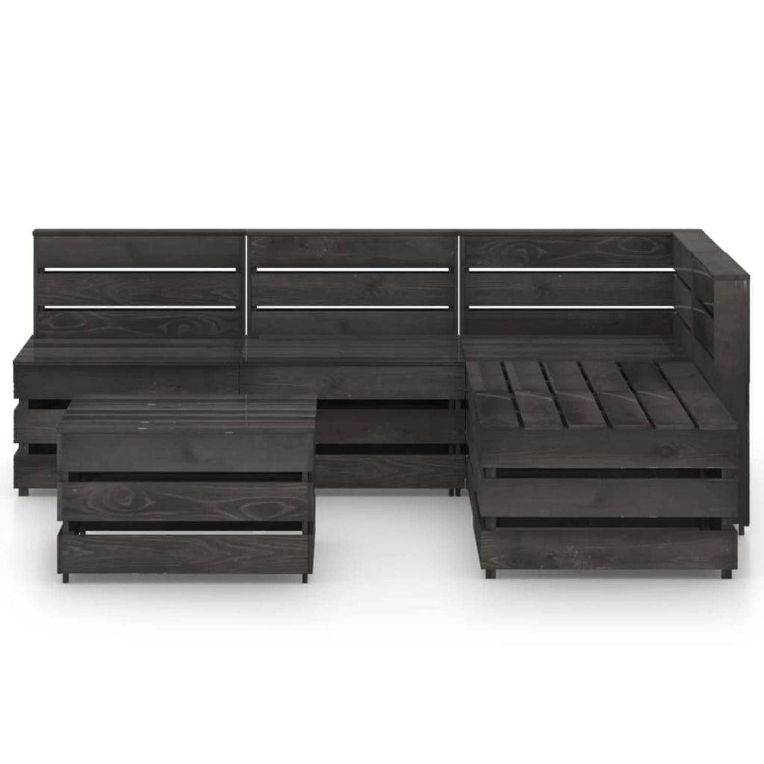 The Living Store Pallet Loungeset - Hoekbank 69x70x66cm - Middenbank 60x70x66cm - Tafel/voetenbank 60x62x37cm