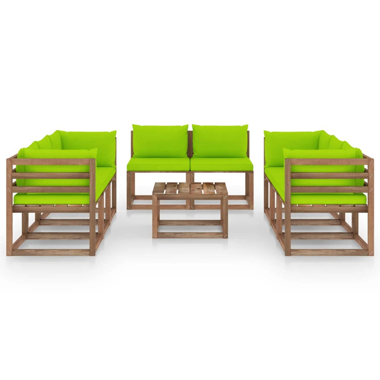 The Living Store Lounge Tuinset - Grenenhout - Helder Groen - 60x60x36.5cm - Modulair