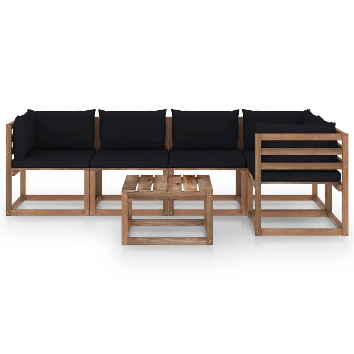 The Living Store Tuinset - Pallet Loungeset - 64x64x70 cm - Bruin Geïmpregneerd