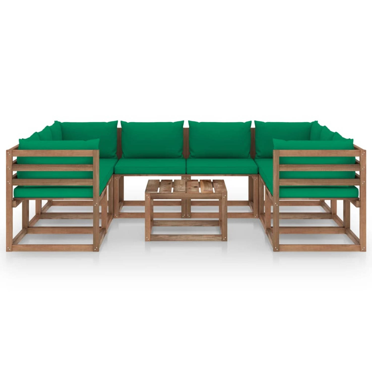 The Living Store Tuinset - Pallet - 64 x 64 x 70 cm - Groen